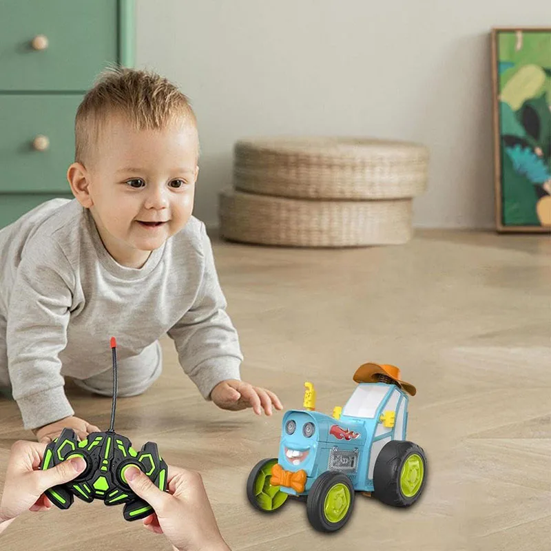 Crazy Jumping Car Toy Remote Control Car with Headlights and Music Fast Stunt RC Trucks Double Sided Toy Train for Boys Girl