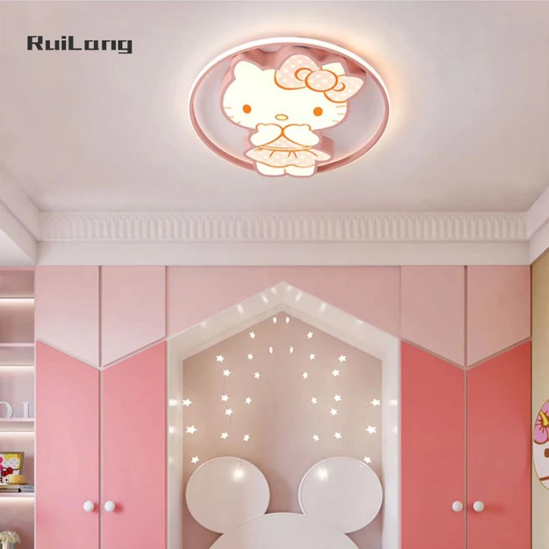 Imagem -05 - Luzes de Teto Kawaii para Crianças Lâmpada Rosa Gato dos Desenhos Animados Decoração do Quarto Gatinho Bonito Luz de Teto Quarto da Menina Plafonnier