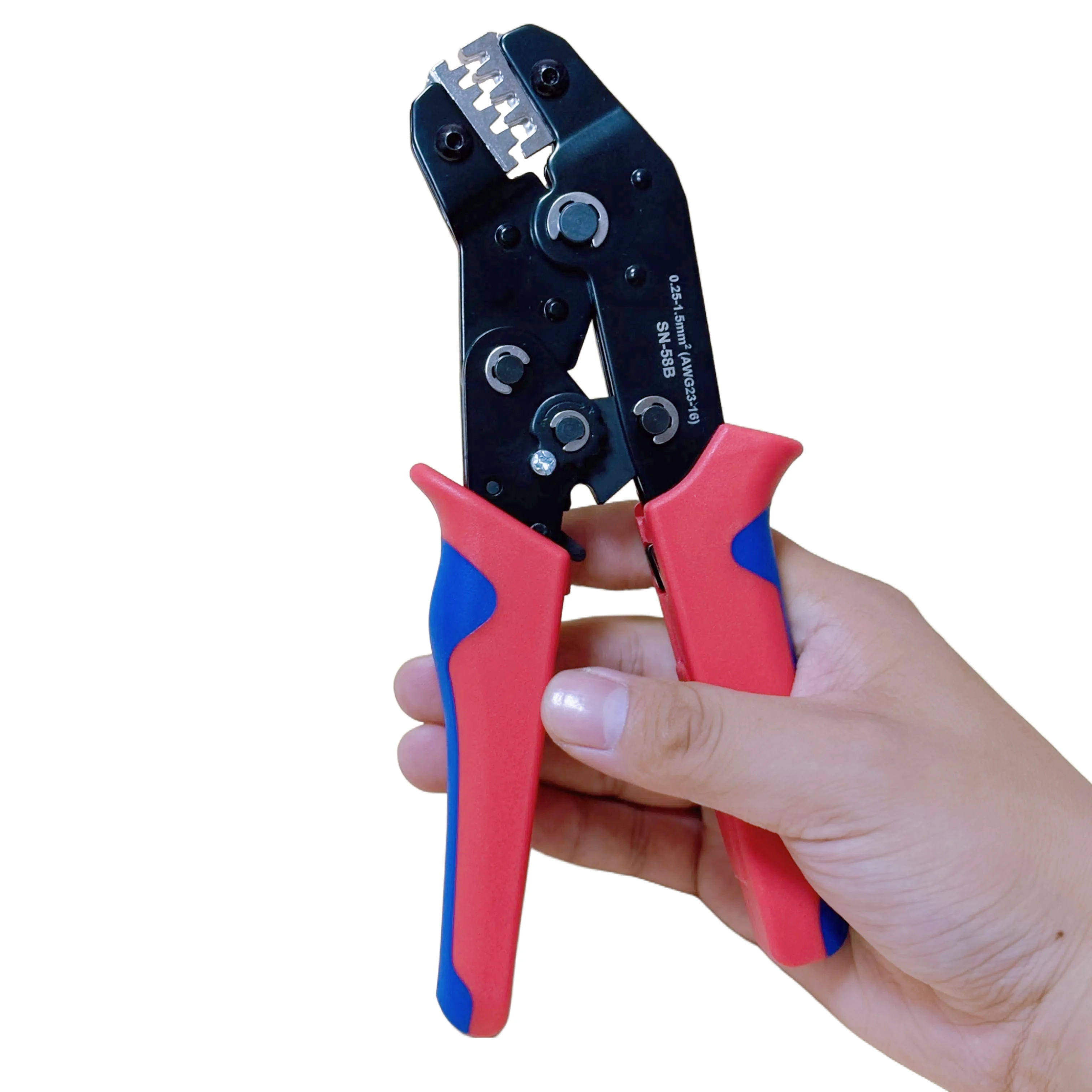 SN-58B Ratcheting Crimping Tool Set For Dupont JST MOLEX Open Barrel,Non-Insulated,Terminals Butt, Coax Connectors