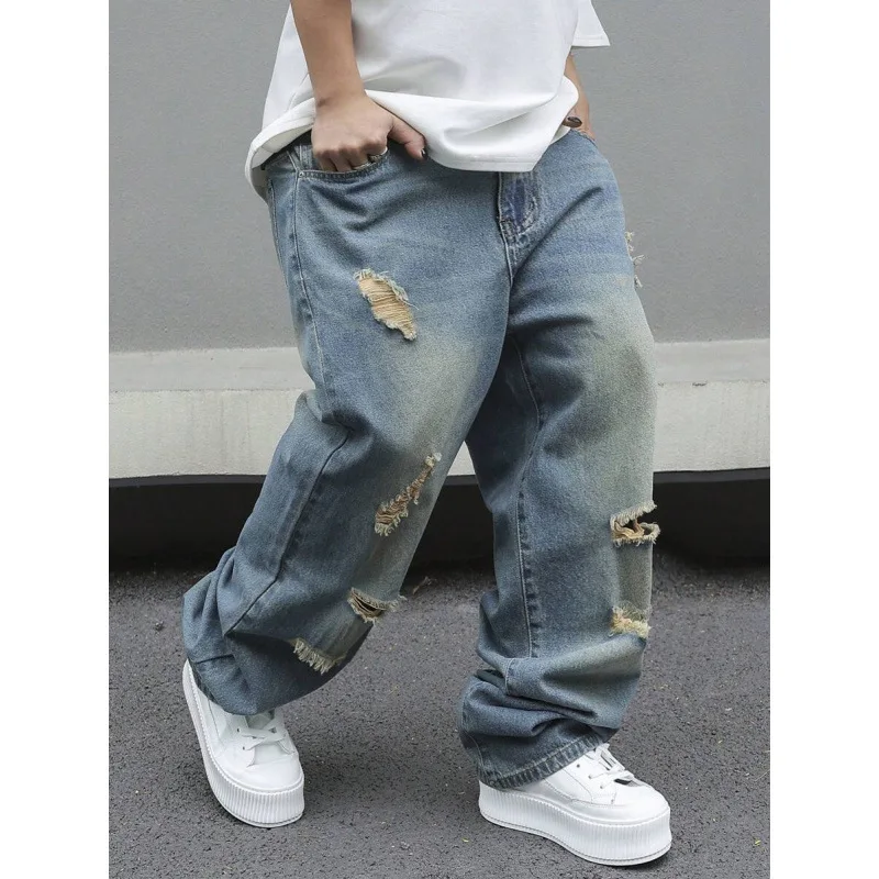 

plus Size Men's Jeans Durable Denim Pants Winter Collection Drawstring Waist Unisex Comfortable Fit Large Size Men's Jeans