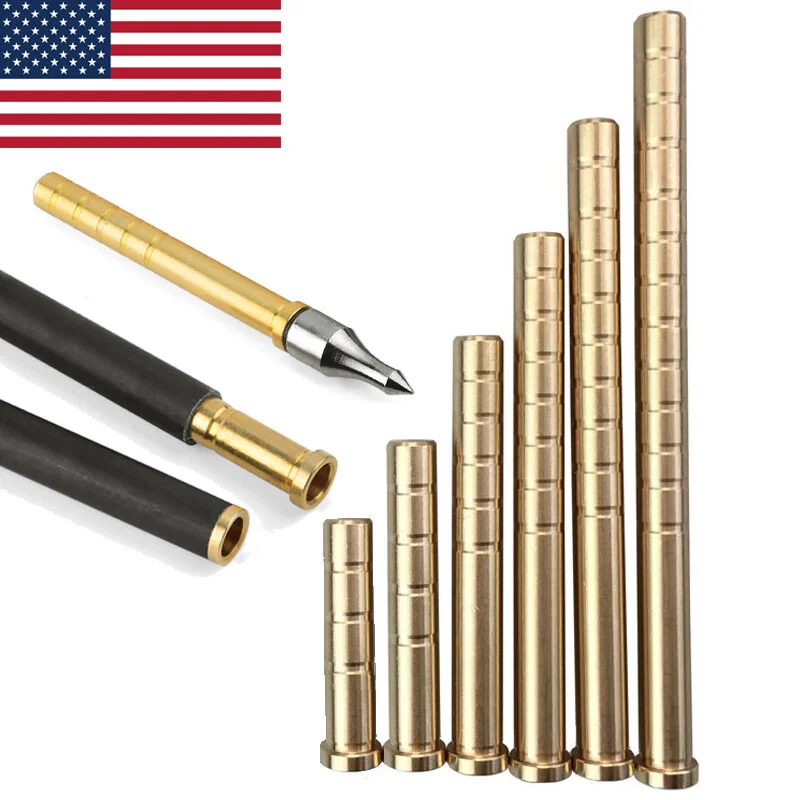 

12pcs Arrow Insert Copper Brass Material Arrowhead Connector 38-300 Grain for ID 6.2mm Carbon Arrow Shaft Bow Shooting Hunting