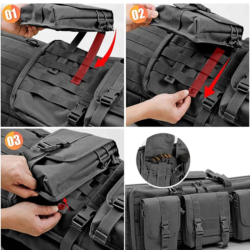 Tactical Molle Sistema Mochila, Duplo Ri-Fle Caso, Zipper Lock, Soft Padded Range Bag, Caça Acessórios, Caso vara de pesca