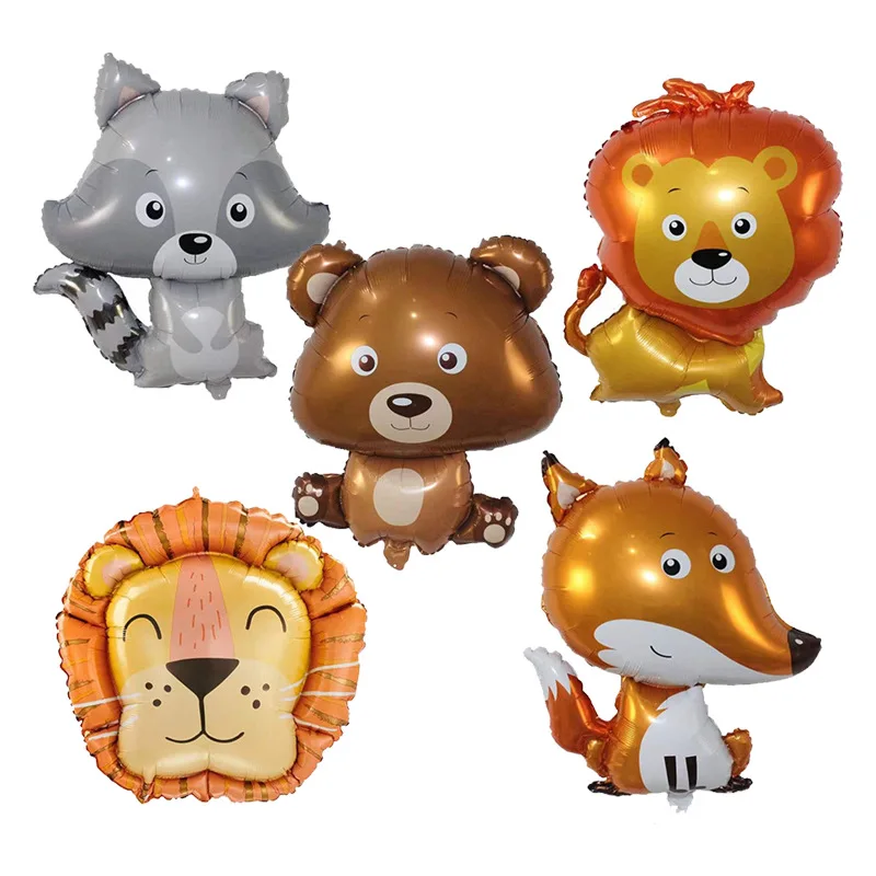 1pc Cartoon Animal Foil Balloons fox lion bear squirrel Globos Air Balloon Birthday Party Decorations Kids Inflatable Toys