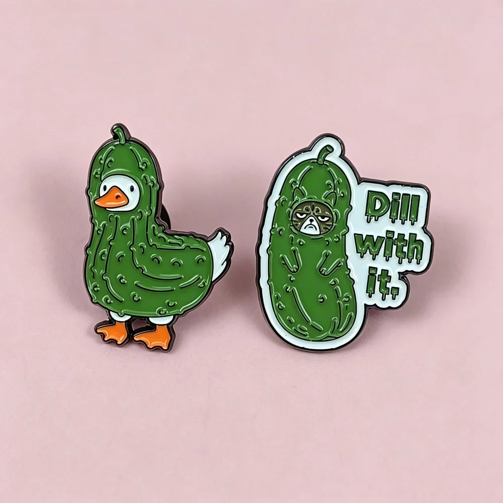 Cute Creative Bitter Melon Shaped Animal Badge Cartoon Cat Duck Cute Brooch Versatile Clothing Accessory Pin Jewelry Decoration
