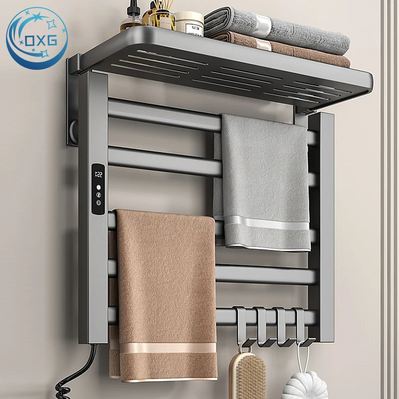 

OXG умная электрическая вешалка для полотенец с подогревом, складная вешалка для полотенец с подогревом, грелки для банных полотенец, сенсорная 5 бар, Wi-Fi, сушилка для полотенец