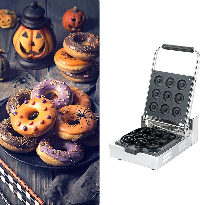 Snack Machinery Round Doughnut Waffle Cake Baking Maker 9Pcs Mini Donuts Machine