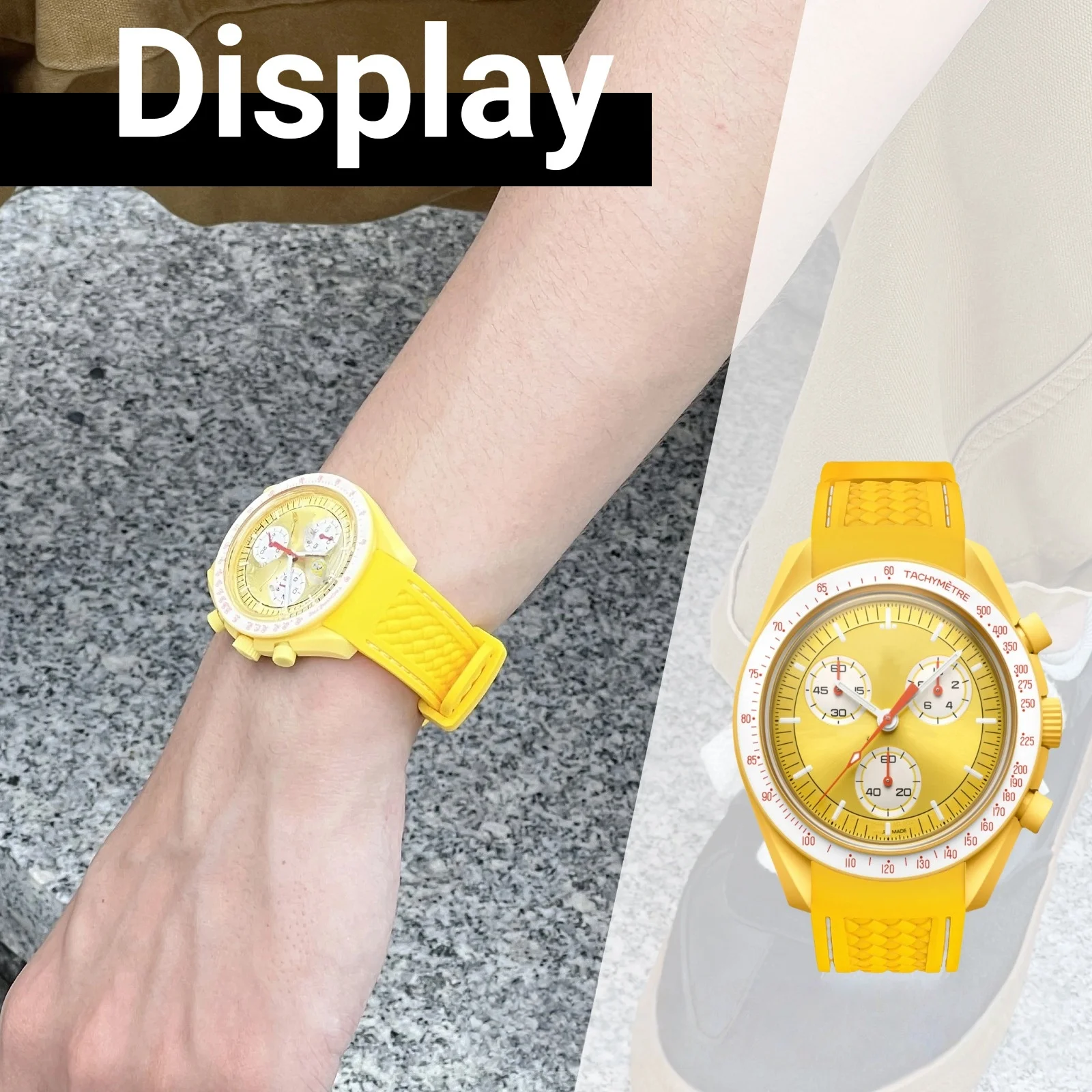 20 مللي متر الإفراج السريع منحني حزام ساعة اليد ل أوميغا x سواتش Moonswatch ساماستر 300/AT150 رولكس الغواصة الفرقة المطاط سوار