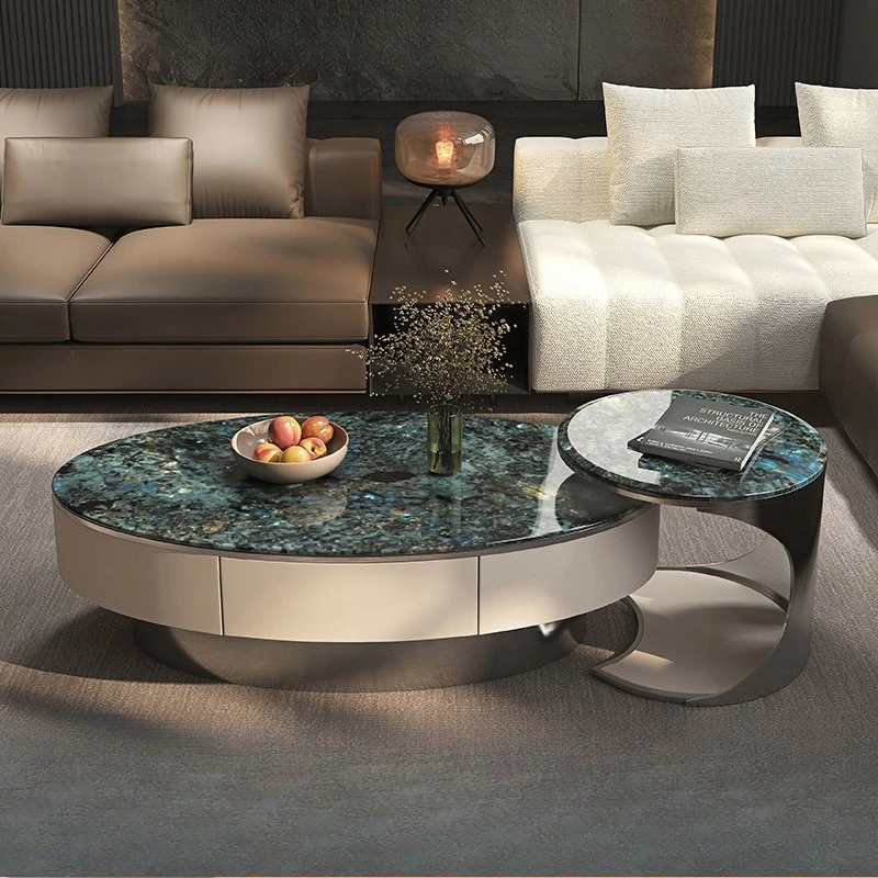 Spot natural marble coffee table Italian light luxury oval size combination tea table wholesale premium coffee table living room