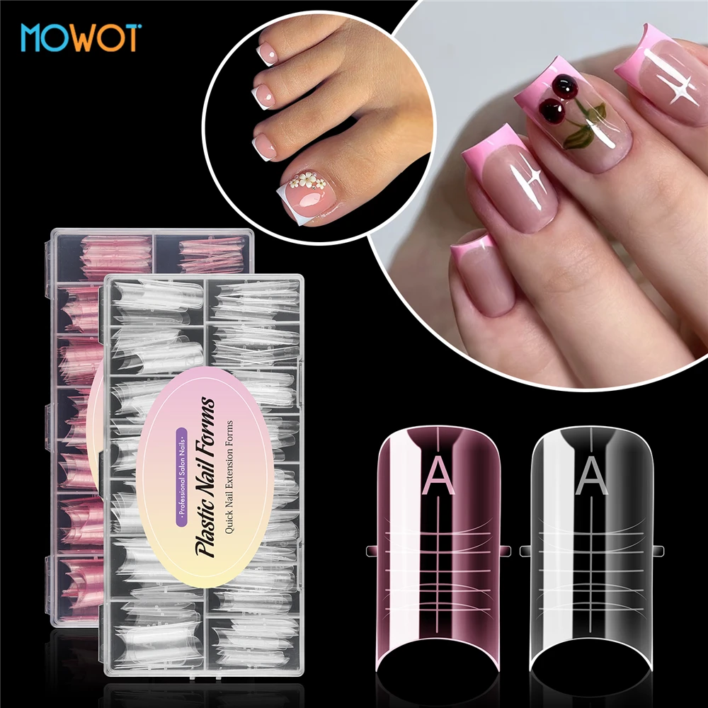 MOWOT New Two Usages Toe Nail Dual Forms 150pcs Full Cover Finger Quick Building Gel Molds Acrylic False Nails Tips Upper Forms