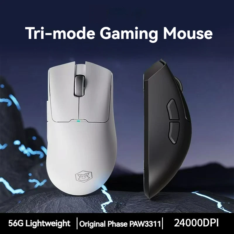 Tri-mode Wireless Lightweight  Gaming Mouse For Medium and Large Hand 56g PAW3311 Sensor 1000Hz Return Rate 24000DPI 300mAh