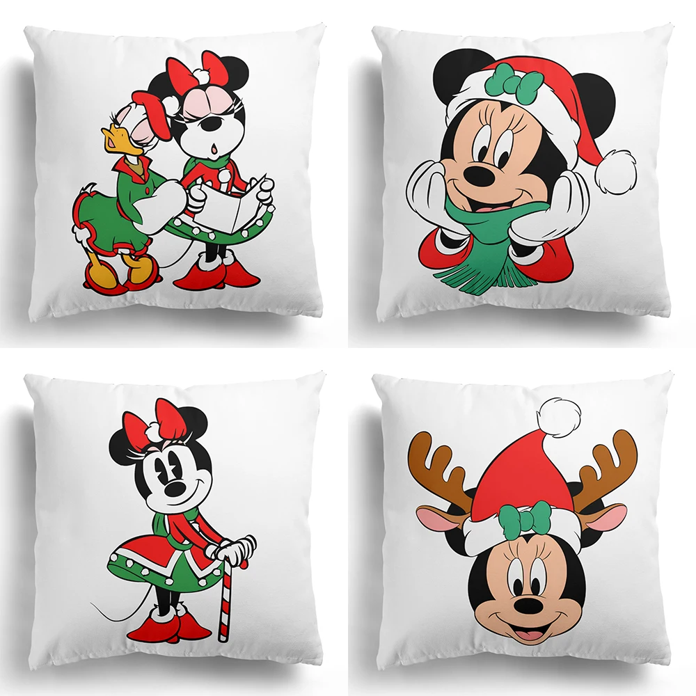 Disney Christmas Decoration Pillowcase Mickey Donald Duck Printed Cushion Cover Sofa Room Home Decoration Christmas Gift