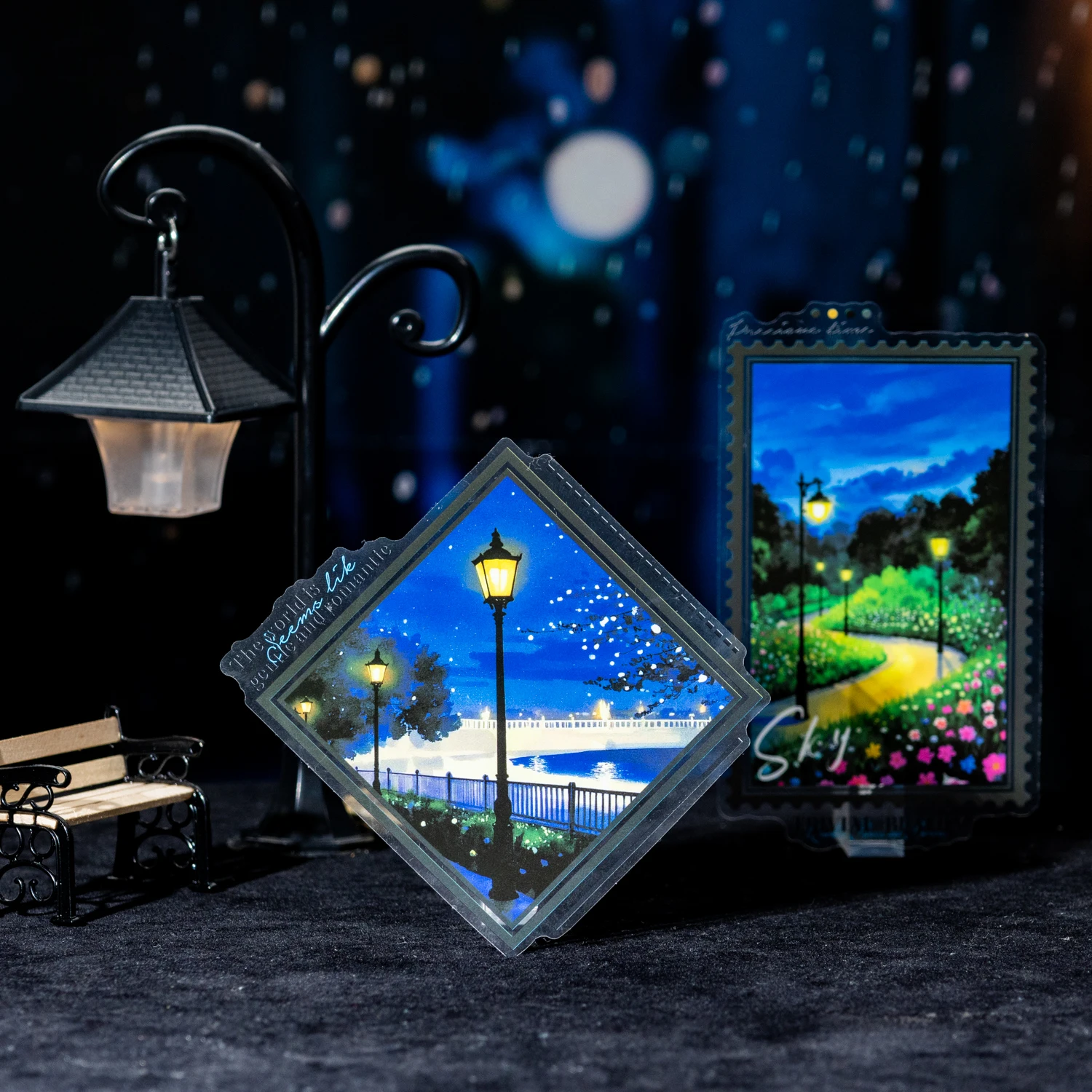 10 pcs/pack Night view of the city Theme PET Sticker Pack DIY Scrapbooking Collage Diary Aesthetics Decor Stationery Stickers