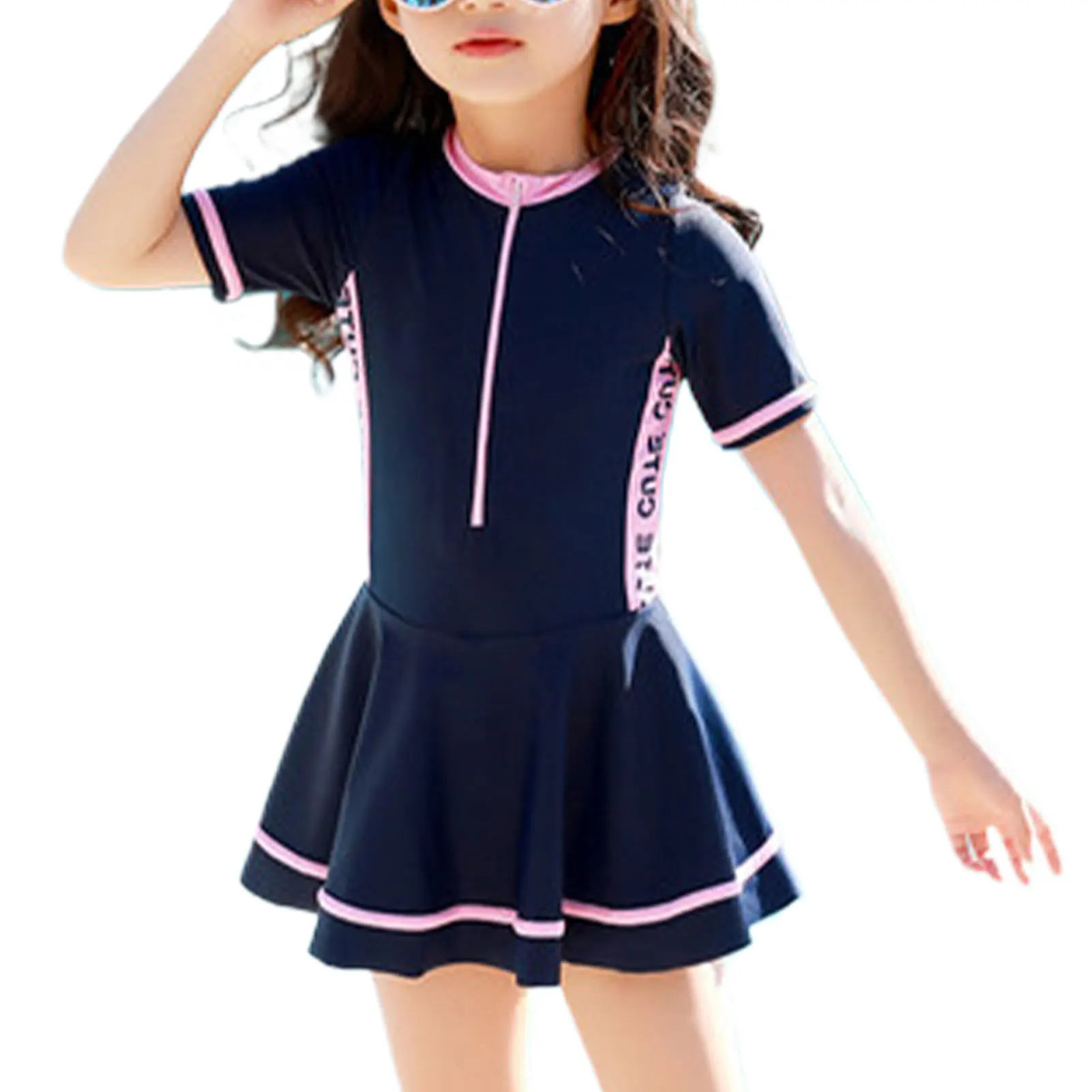 Color Contrast Splicing Bathing Suit For Summer Adventures And -line Skirt Hem Looks Slimmer. Color