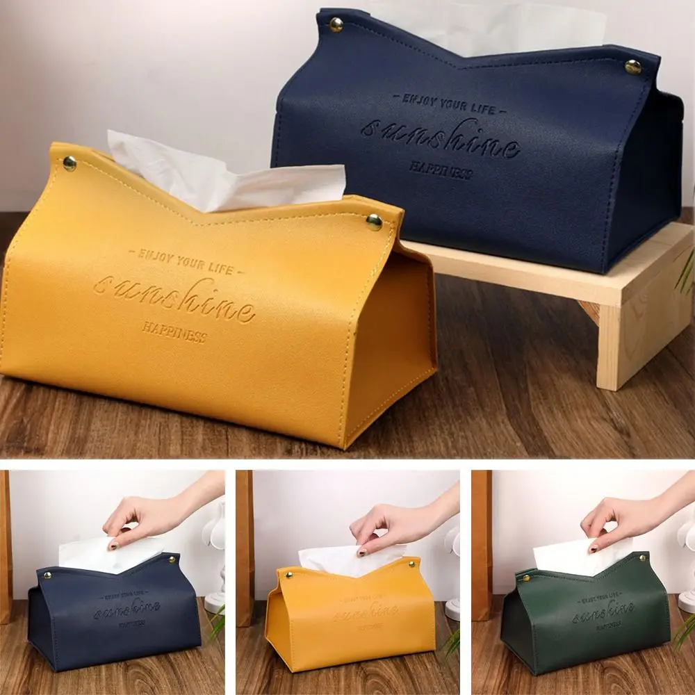 Leather Dispenser Large Storage Napkin Holder Car Tissue Box Tissue Case Paper Towel Box