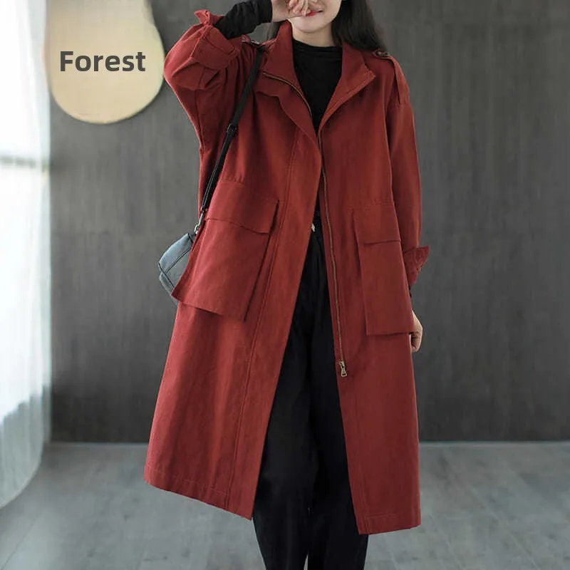 

Высококачественная повседневная длинная рабочая одежда, пальто, женская верхняя одежда больших размеров, корейская версия, прямой крой, застежка-молния