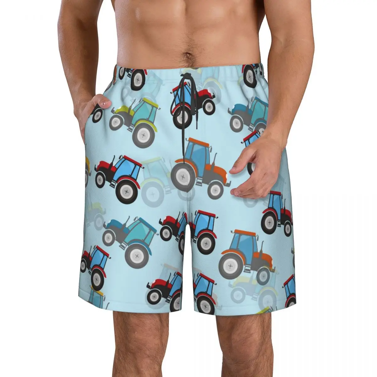 Costumi da bagno da uomo Swim Short Trunk Tractors pantaloncini da spiaggia con stampa carina pantaloncini da surf da nuoto