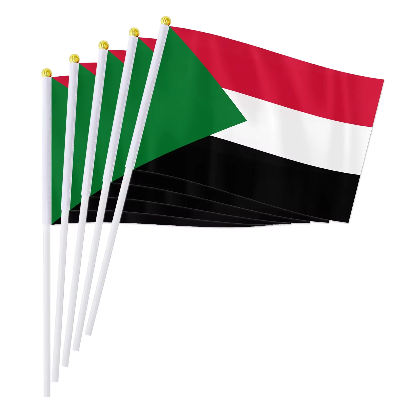 Bandera de mano de Sudan, bandera nacional de Sudan, países africanos del mundo, bandera pequeña ondulada de mano, 14x21cm