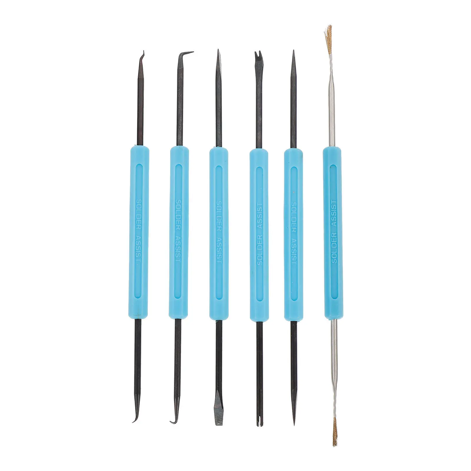 6Pcs Welding Tool Kit Double-Sided Black Carbon Steel Solder Auxiliary Tool Ergonomic Handle Soldering Assist for Electronics