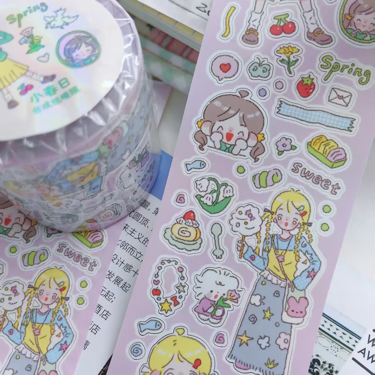 Sweet Dessert Town Transfer Student Little Spring Day Little Angel Salt Series Character Die-Cut Tape Sticker Roll Journal Colla