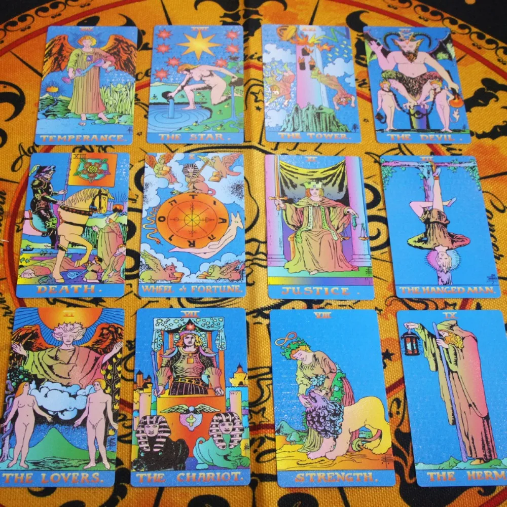 PVC Tarot Cards 12*7cm with Guidebook for Beginners Packed In Rigid Box Blue Background 78 Pcs Cards