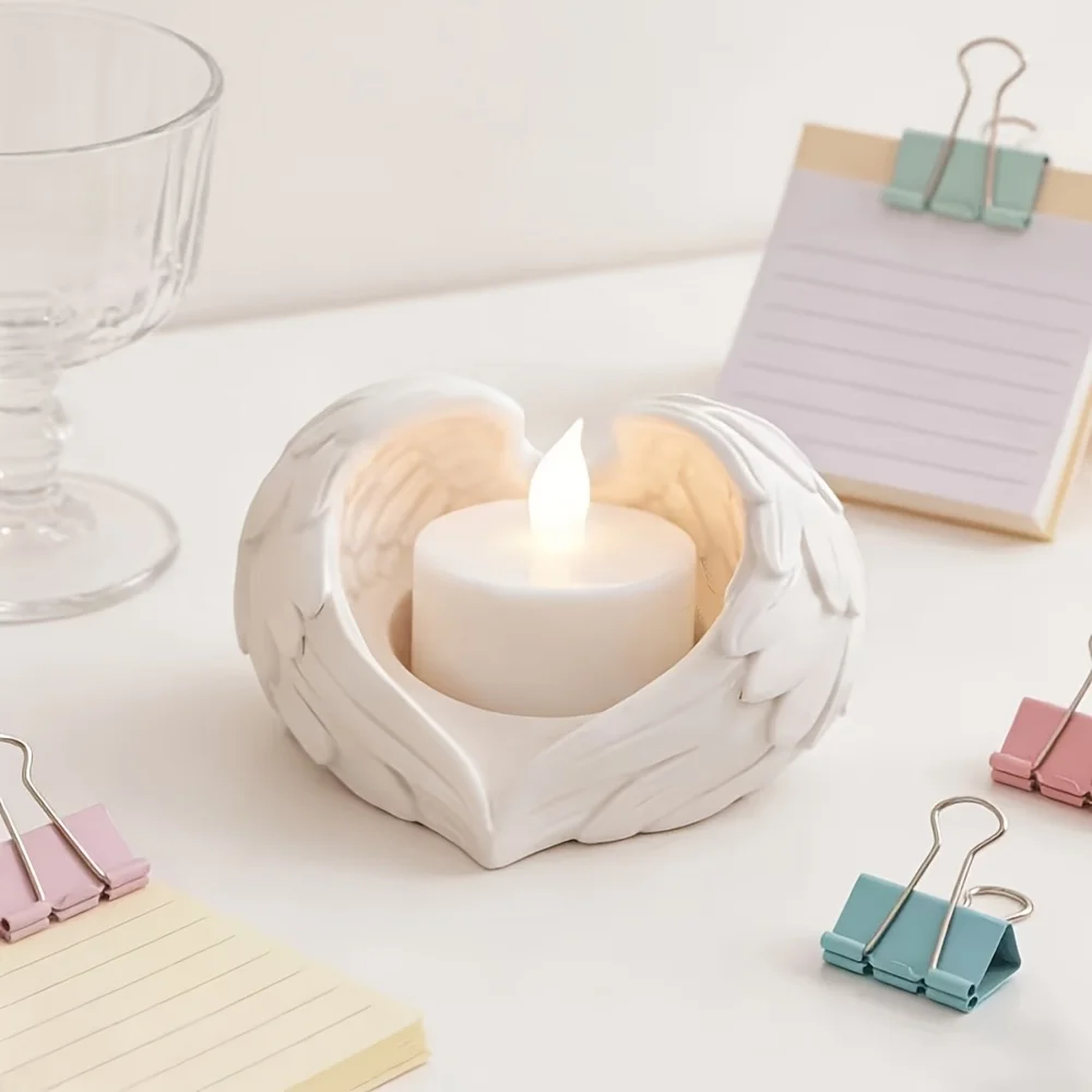 Angel Wing Candlestick, Desktop Home Decor, Bookshelf Decor Ideal Choice Unique Creative Candlestick Decor [Candle Not Included]