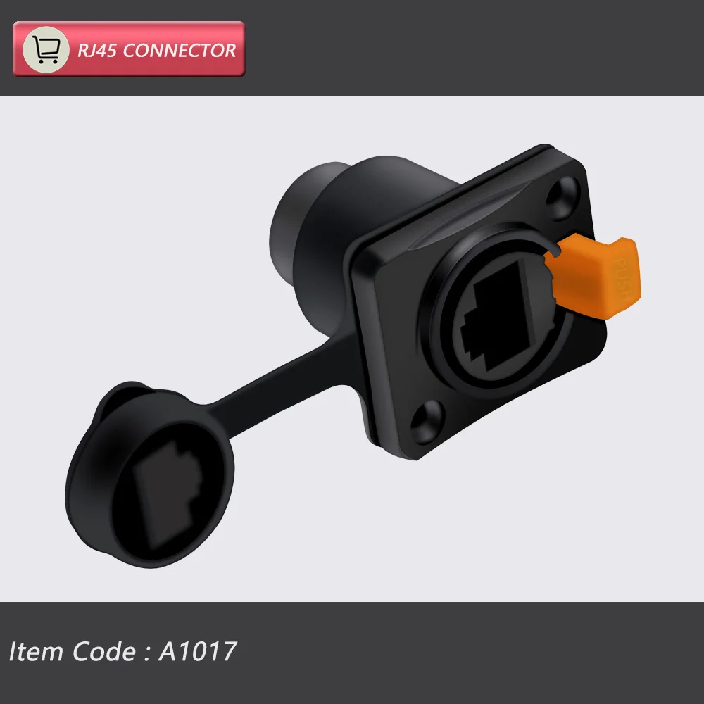 10 stks/5 sets 8p8c RJ45 Waterdichte Connector, Oranje & Zwart, Paneelmontage + Draad Connector, RJ45 Ethernet/Netwerk Connector, IP65 Niveau