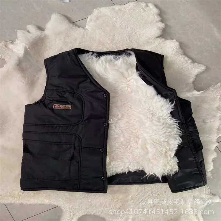 DIANRUO Vest fur integrated new thickened cold and warm long hair vest Australian sheep wool