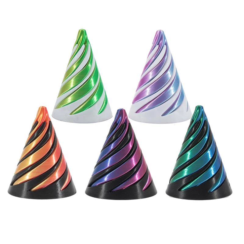 3D Printed Spiral Cone Toy Impossible Pyramid Passthrough Sculpture Pass Through Pyramid Toy Mini Vortex Thread Illusion
