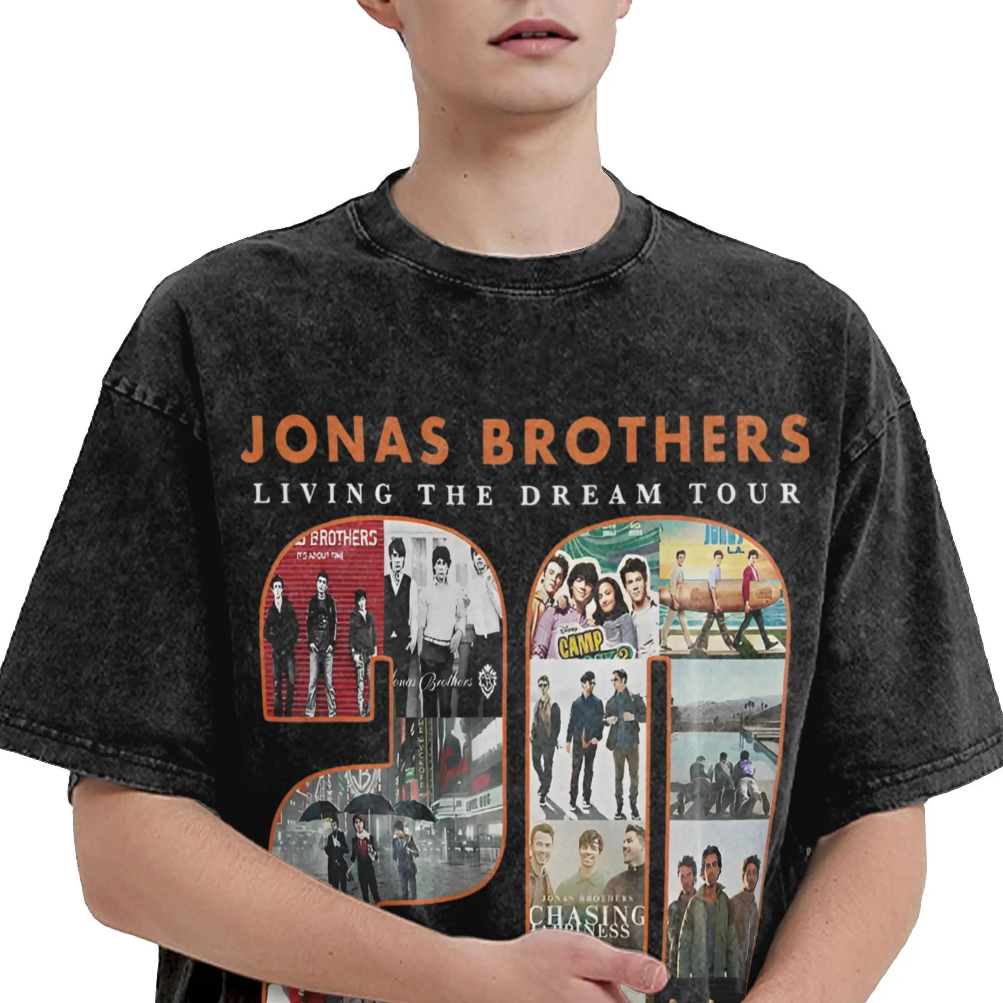 Harajuku قمصان مغسولة جوناس براذر خمر الفرقة ميرش الجدة تي شيرت Harajuku الشارع الشهير قصيرة الأكمام الصيف تيز #3