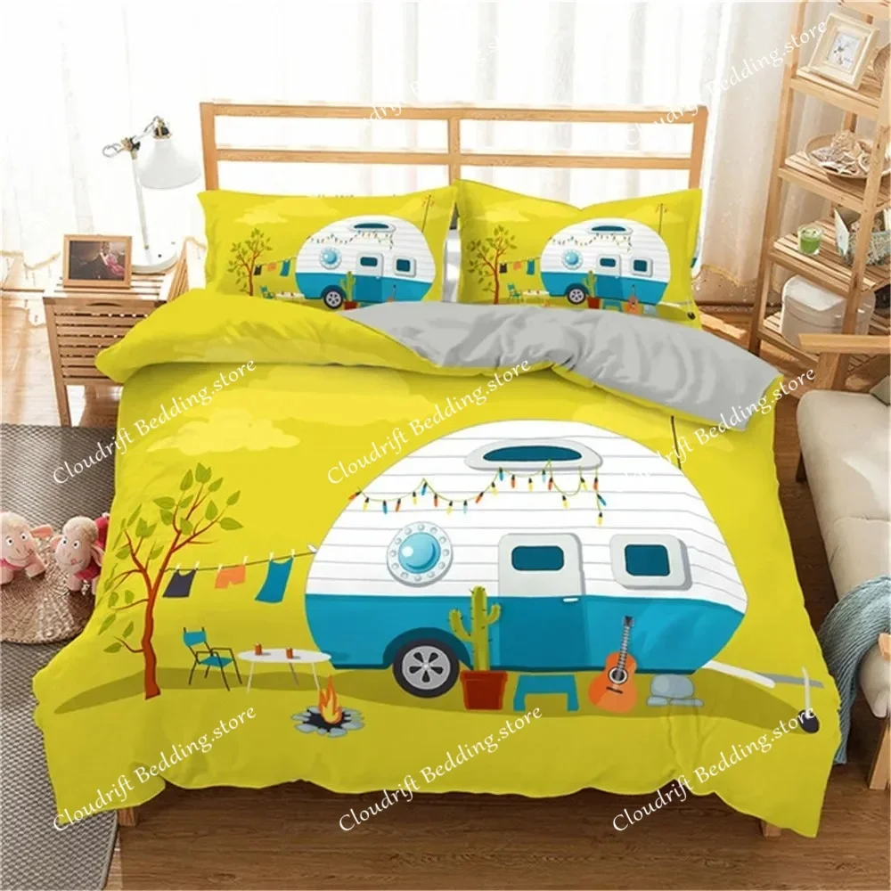 Simple Cartoon Car Bedding Set Excavator Duvet Cover Bedroom Comforter Single Twin King ​Size Quilt Cover Home Textile