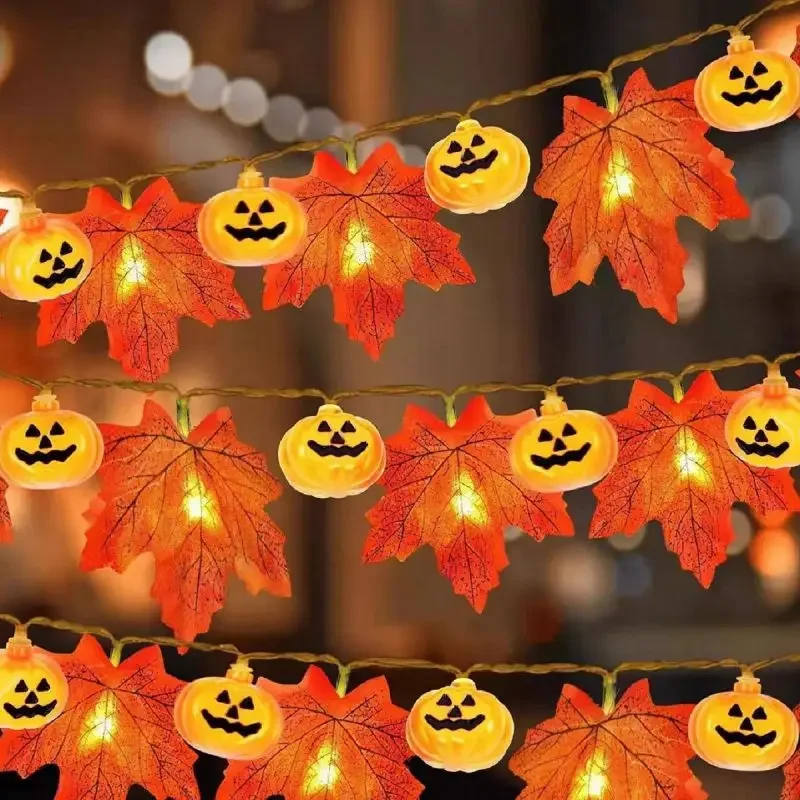 

Halloween Maple Leaf Pumpkin Led String Lights Halloween Pumpkin Maple Leaf String Lights Brick Maple Led Wreath Light String