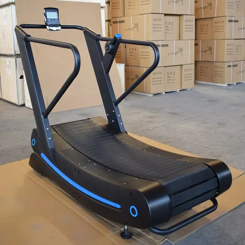 Air wheel non-motorized unpowered curved treadmill