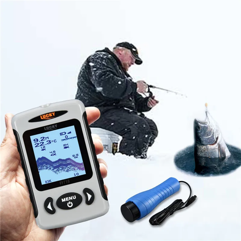 Portable Lucky  FF718 Screen Echo Sounder Transducer Sonar  Gps Water Depth