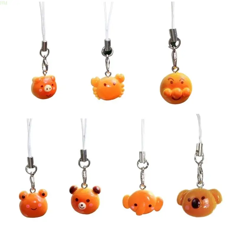 Playful Mini Bread Animal Figurine Charm Resin Pendant Keychain Bag Accessories NM