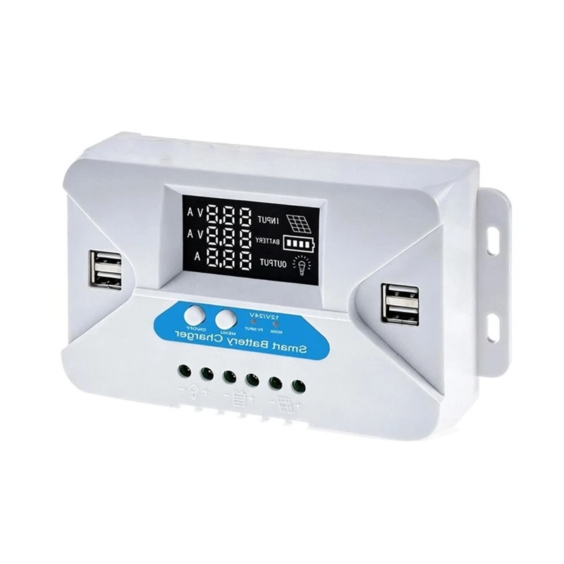 T19C For 12V/24V 20A Solar Charge Controller PWM Regulator With 4 USB Ports LCD Display For Lifepo4 Automotive Battery Charger