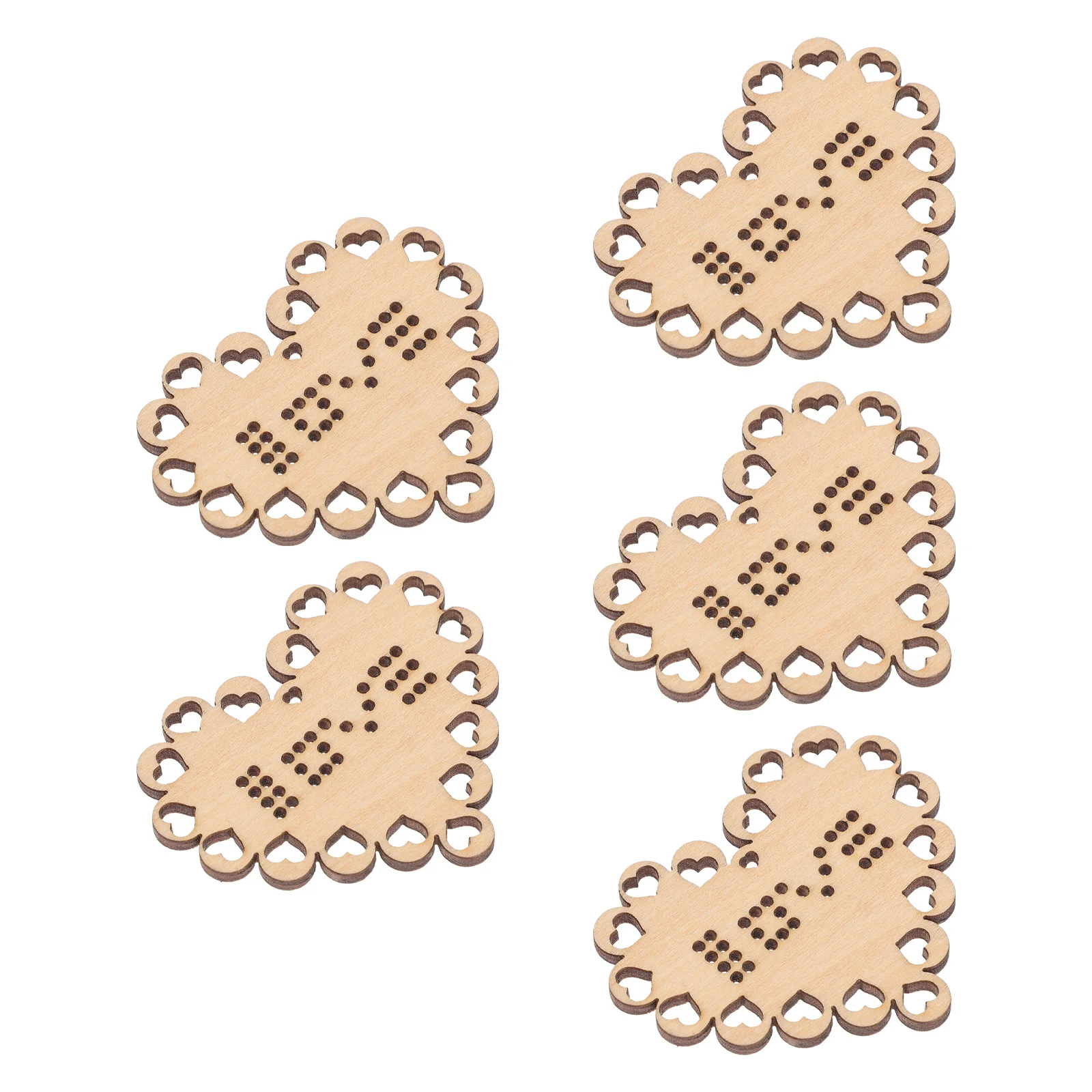 

5Pcs Mini Cross Stitch Wood Chips Portable DIY Gift Pendant Hollow Decorative Handmade Cross Stitch Board for Embroidery