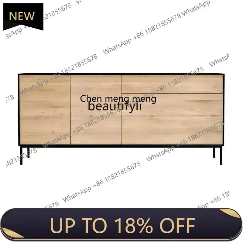 

P178 Nordic Style Solid Wood Sideboard Locker Modern Light Luxury Simple Small Apartment Living Room Side Cabinet Storage Cabin