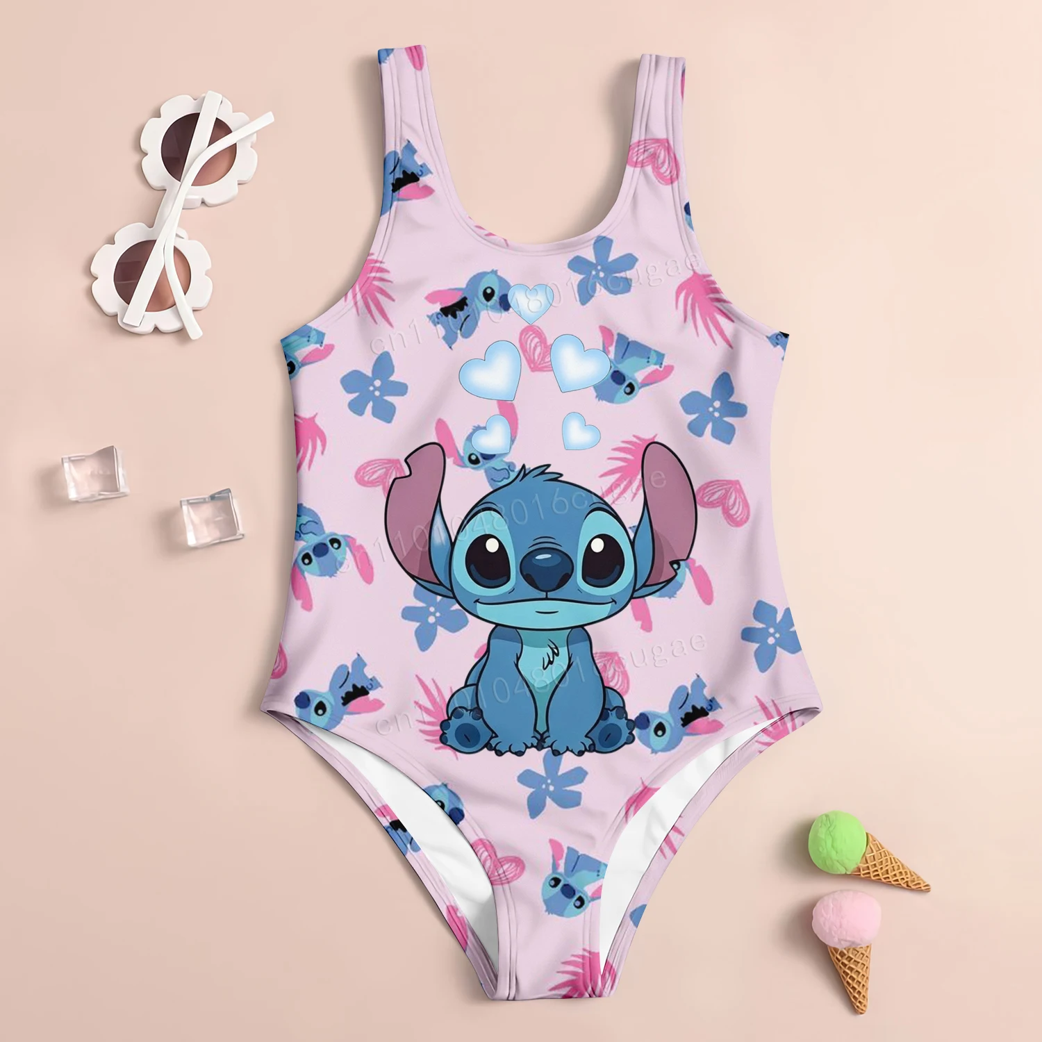 

Lilo & Stitch Cartoon Swimsuit Girl Cute Comfortable One-Piece Swimsuit Summer Beach Cartoon Print Swimsuit For Kids Swimwear
