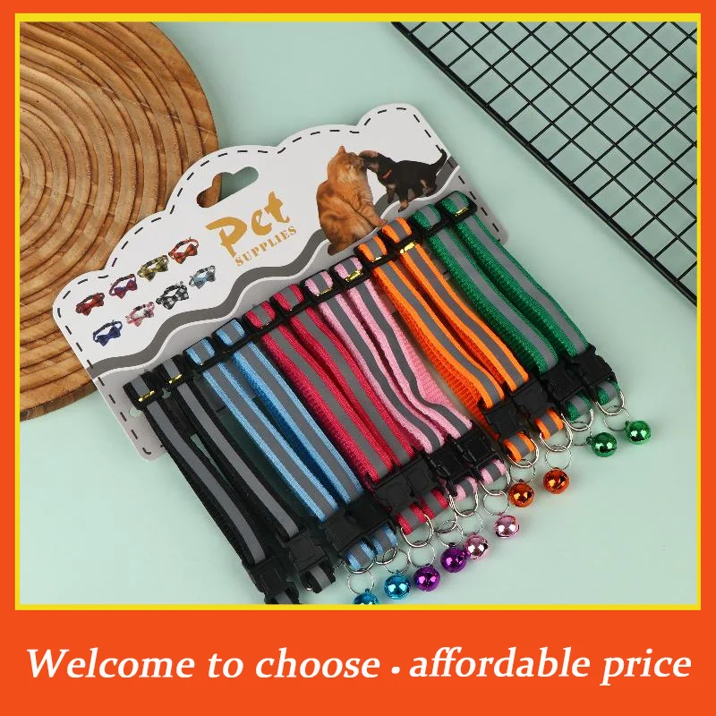 **12Pcs 6 Colors Pet Cat Puppy Buckle Collar With Bell Footprint Mix Color Anti-Lost Dog Collars Pet Accessories'