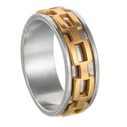 Anti Stress Stainless Steel Spinner Rings For Men Link Style Rotatable Fidget Anxiety Joint Ring Jewelry Bague Homme