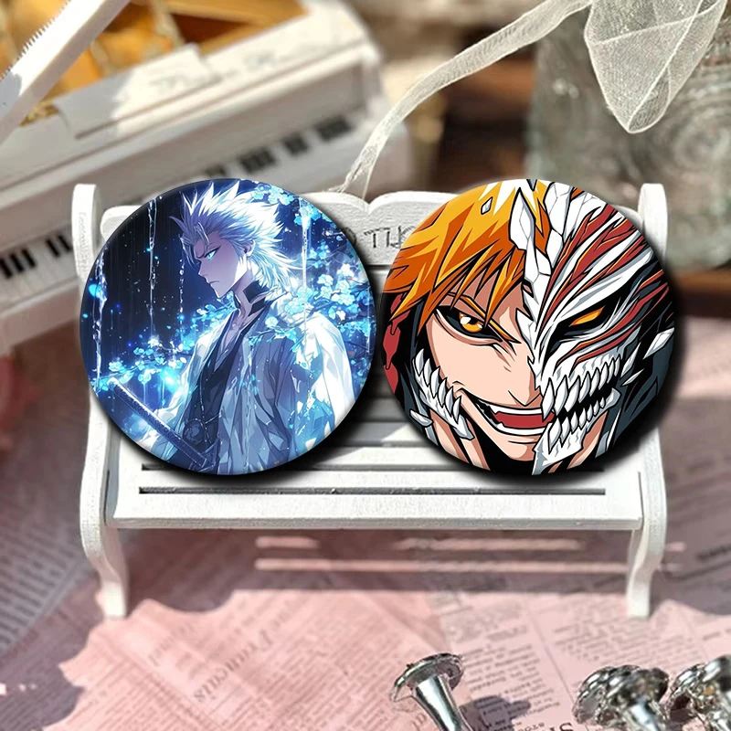 Bleach Tinplate Pin Kurosaki Ichigo Inoue Orihime Abarai Renji Grimmjow Jaegerjaques Round Cartoon