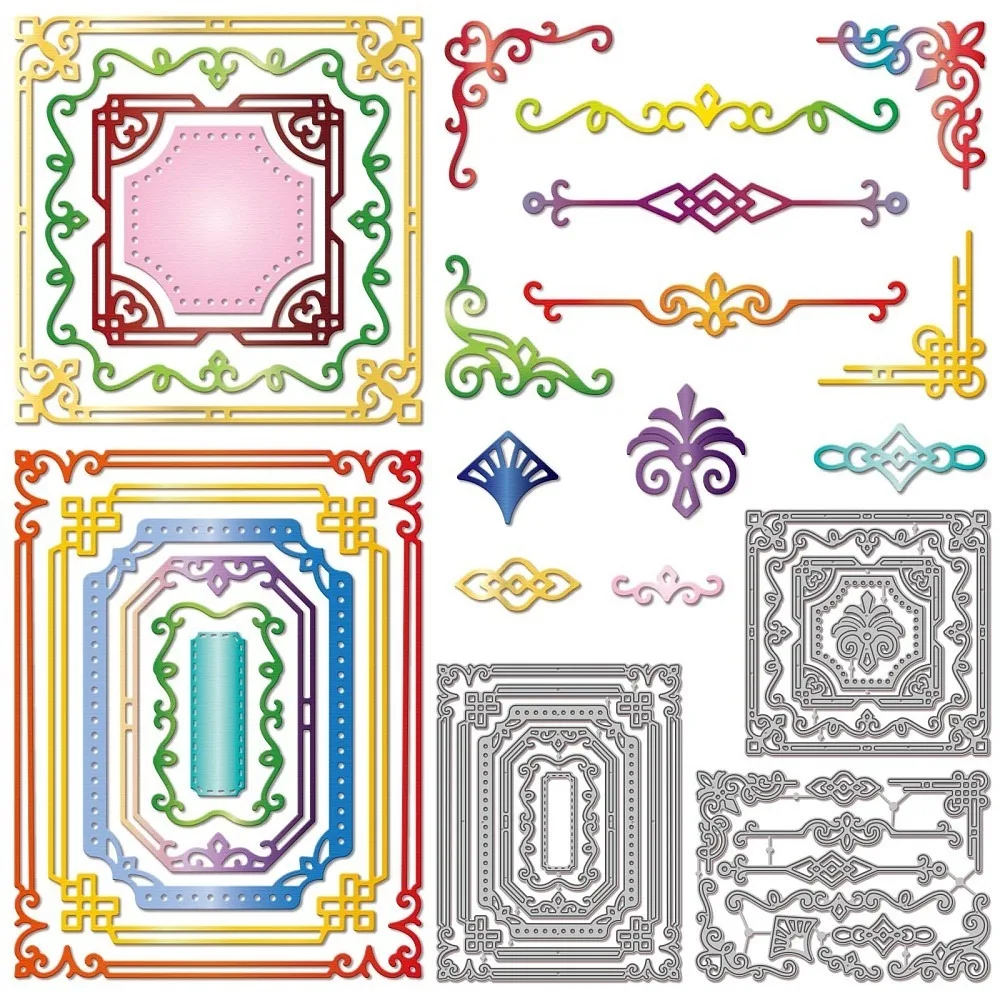 1set Decorative Frame Scrapbooking Photo Album Decorative Embossing Paper Card Mixed Shapes 95~110x110~142x0.8mm 3pcs/set