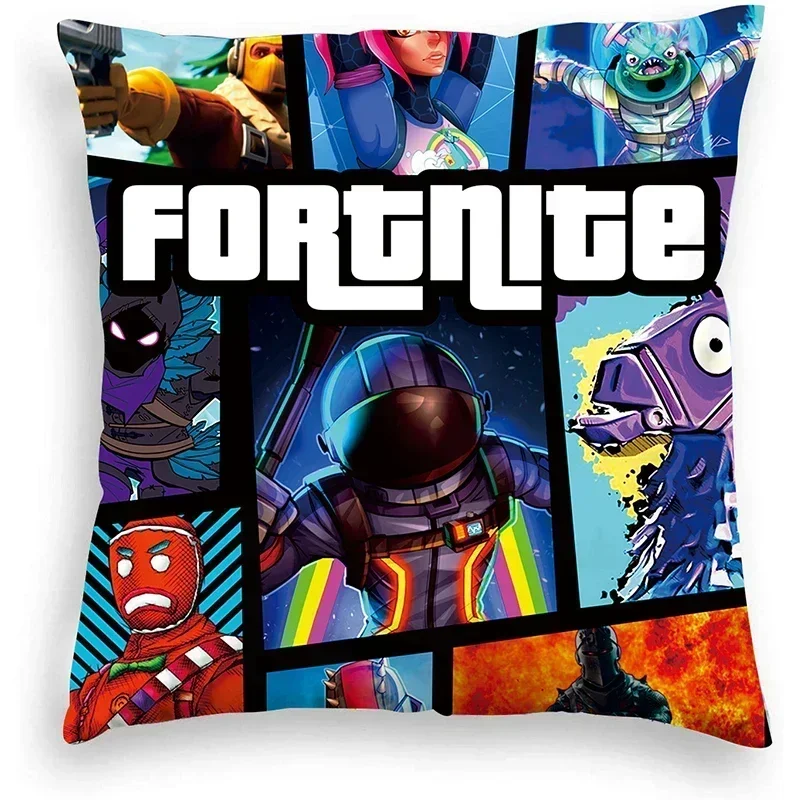 Fortnite Cushion Cover Plush Anime Pillowcase Plush Pillow Cases Home Decoration Pillow Cover for Sofa Bed Chair Living Room