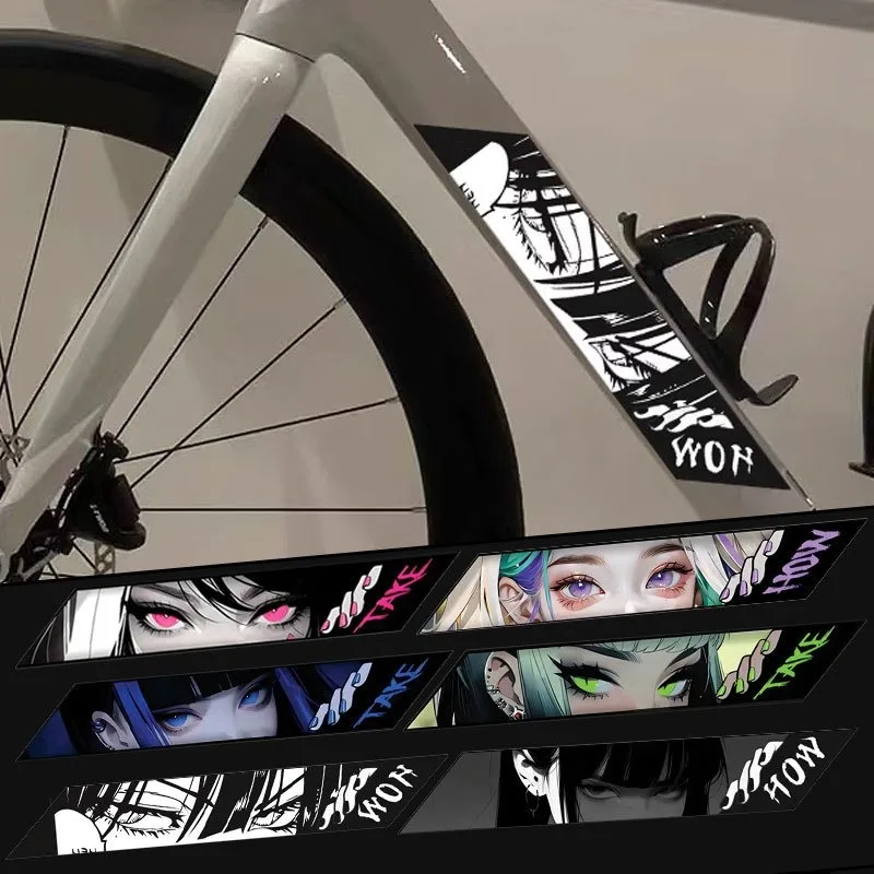 

Наклейки для горного велосипеда с аниме-глазом, 2 шт., водонепроницаемая защита от солнца, устойчивые к царапинам наклейки для езды на открытом воздухе, мотоцикл