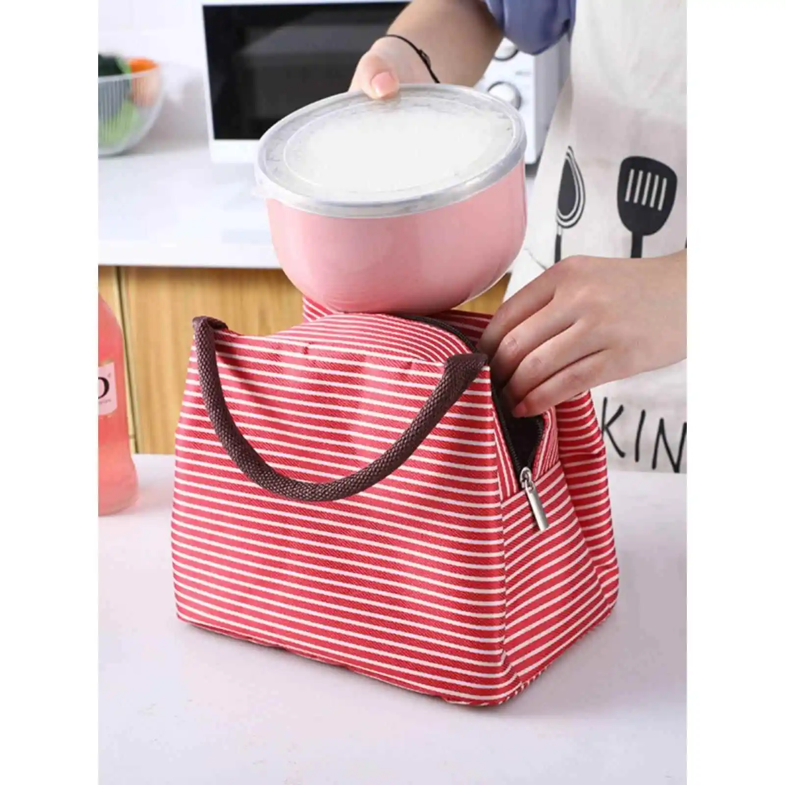 Ins Style Canvas Handbag Women's Lunch Box Bag Autumn Winter Thermal Bag Soft Shoulder Bag  Style Young Women's Bag