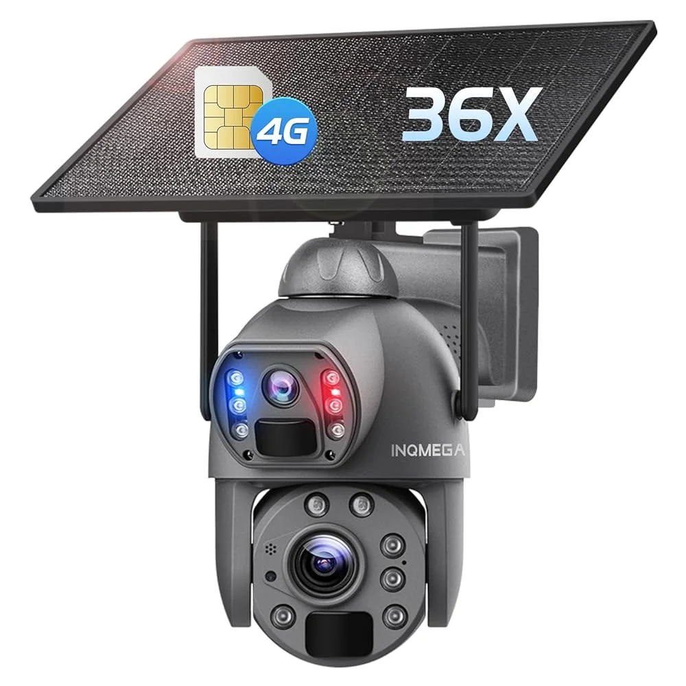 36X Optical Zoom 4G LTE Security Solar Camera 8MP Dual-Lens 20000mA Battery Powered Camera with 10W Solar Panel PIR Motion Detec
