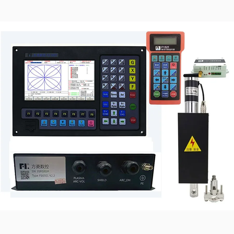 

Plasma flame cutting machine controller, F2100T 2-axis CNC system+THC lifting body JYKB-100-DC24V-T3+F1521 remote control