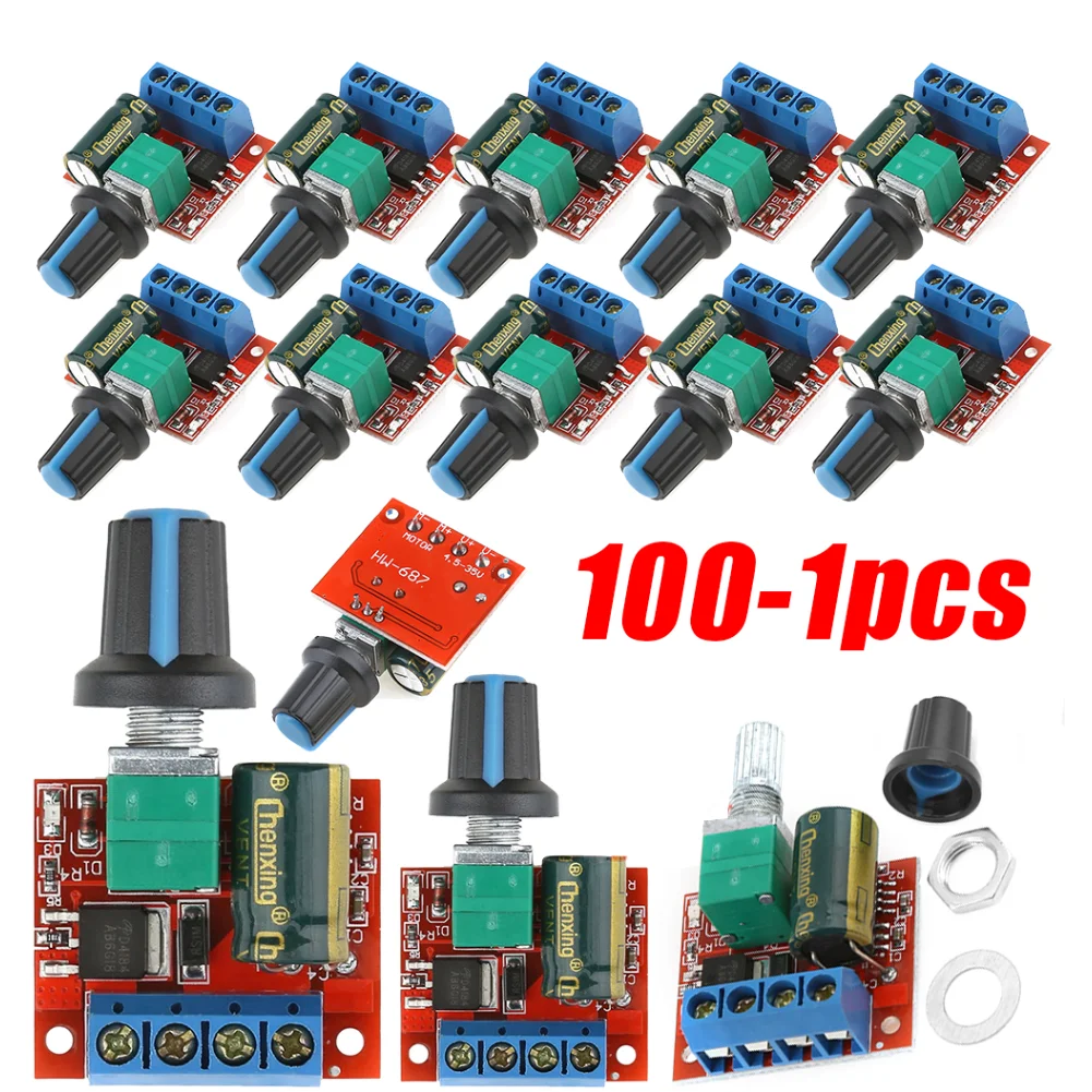 5-80PCS Mini DC 4.5V-35V 5A 90W PWM Motor Speed Controller Module Speed Regulator Control Adjust Board Switch Automatic Recovery