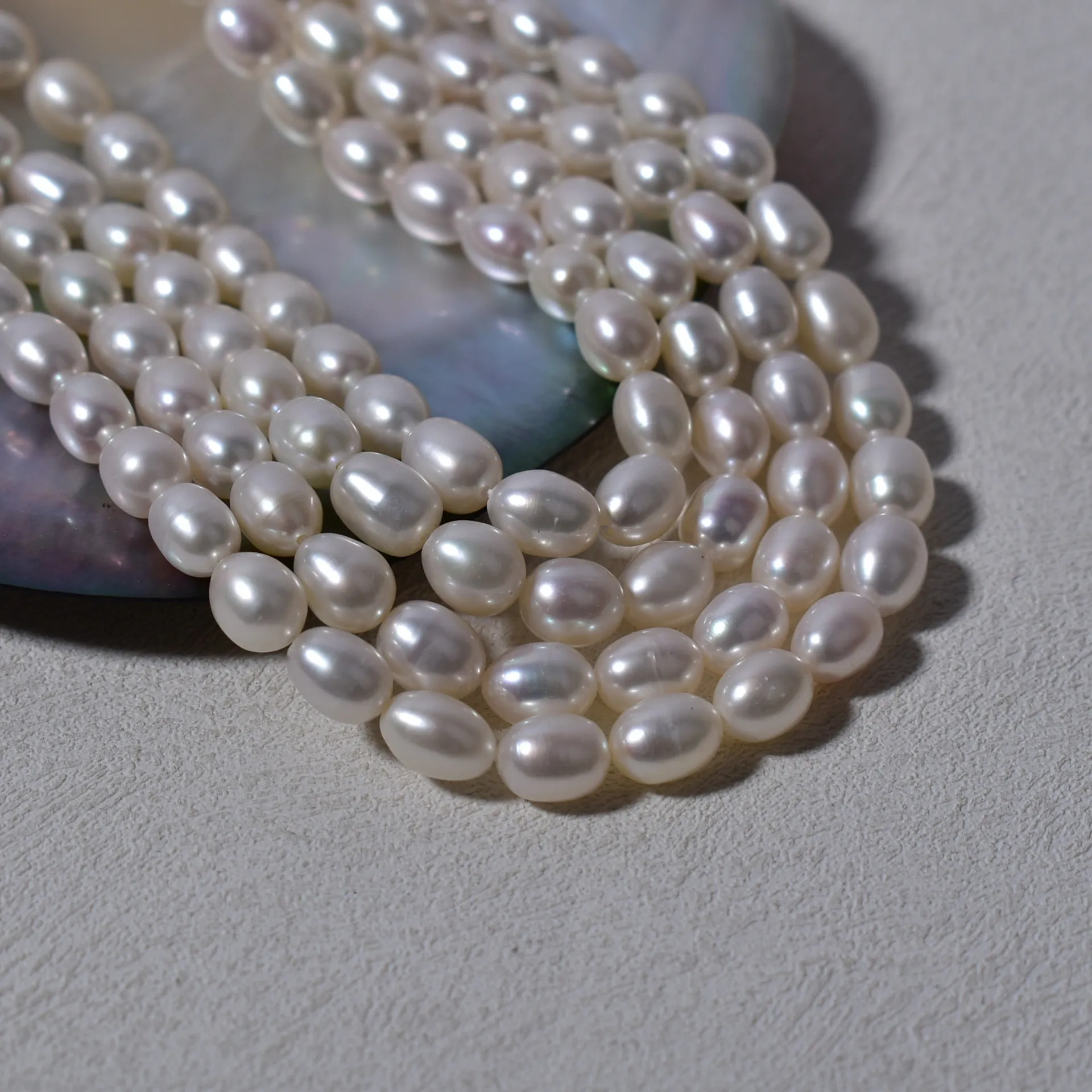 AAA 7-8mm Natural Freshwater Pearl Strong Light Rice Beads Charms for DIY Necklace Bracelets Jewelry Making Accessories Supplies