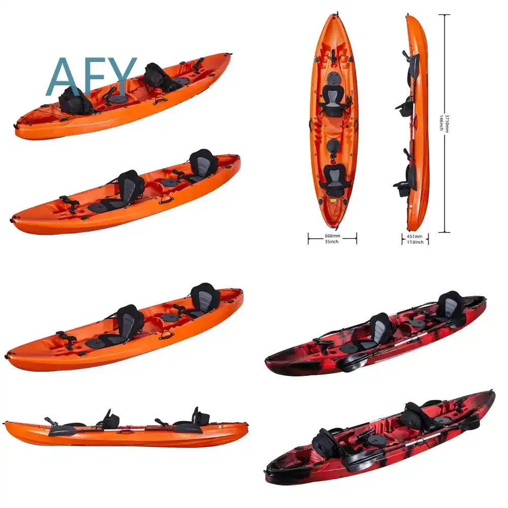 Family Kayak for 3 People Sit-on-Top Cruising Fishing Boat Rowing Canoe Adult Fishing Tour River Use Inflatable Kayak